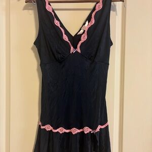 Navy and Pink Lace-Trim Nightdress